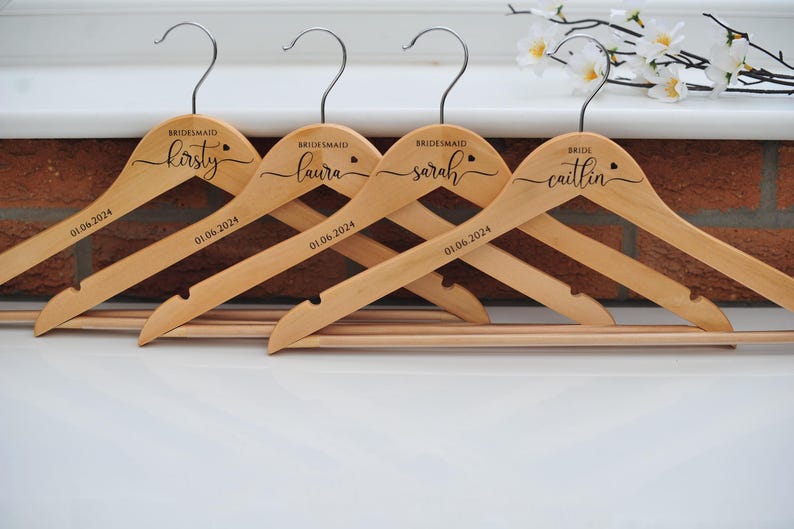 Bridal Party Hangers, Bridesmaids Wedding Hanger, Engraved for