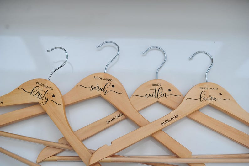 Bridal Party Hangers, Bridesmaids Wedding Hanger, Engraved for