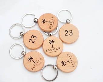 Airbnb key ring, Rental Keyring, Custom Logo Key Fob, Company Logo Key Fobs, Wooden Office Key Tags, Branded Keyring for Businesses