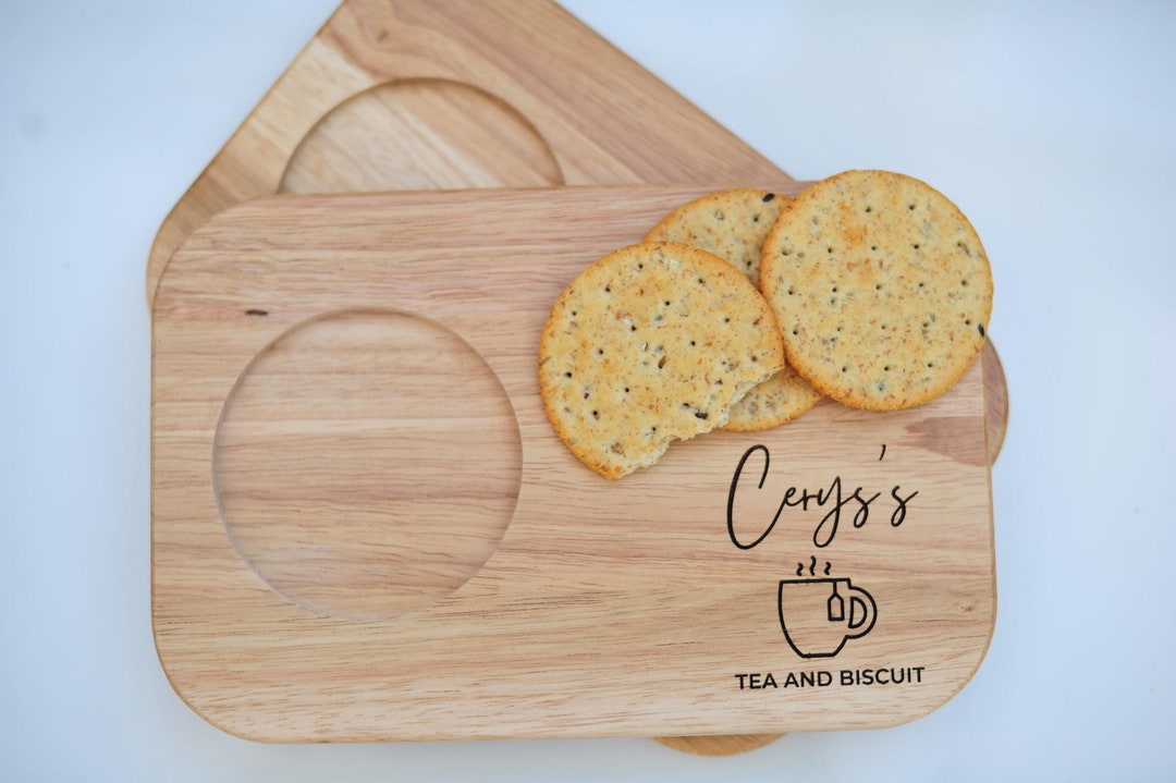 Personalised Custom Engraved Wooden Tea & Biscuit Board, Personalised Serving Board ...