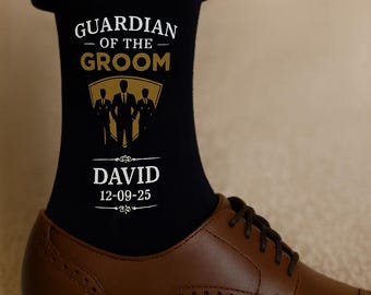 Custom Printed Wedding Socks for Groom Personalized Socks with Role and Date Groomsmen Sock Husband Socks Custom Wedding Socks for Groomsmen