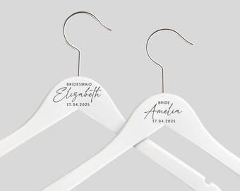 Personalised Bridal Hangers Engraved for Bridesmaid Maid of Honour Flower Girl Bride Wedding Dress - Personalized Bride to Be Gift Keepsake