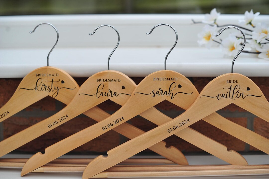 Bridal Party Hangers, Bridesmaids Wedding Hanger, Engraved for