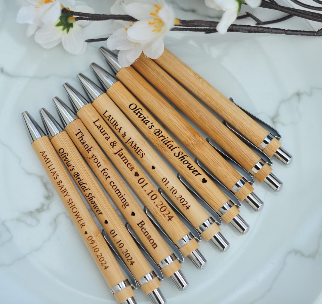 Wedding Favors, Bulk Engraved Pen, Bamboo Pen With Personal Message ...