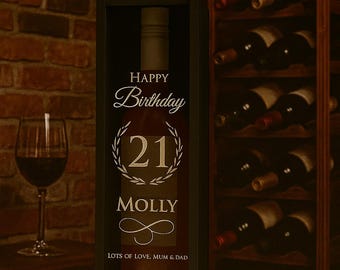 Engraved Wine Box, Wine Box with Personal Message, Personalised wine box, Custom Laser Engraved Gift Birthday Christmas Anniversary