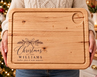 Engraved Christmas Serving Board, Festive Wooden Cheese Board, Personalised Chopping Board, Housewarming Gift, New Home or Christmas Present