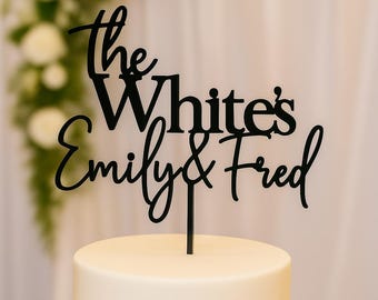 Personalized Wedding Cake Topper, Custom Couples Script Cake Topper for Weddings, Rustic cake topper, Mr and Mrs Cake Toppers, Custom Topper