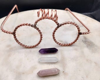 Handcrafted Copper Tensor Ring Glasses with a crystal | Sacred Geometry Meditation Tool