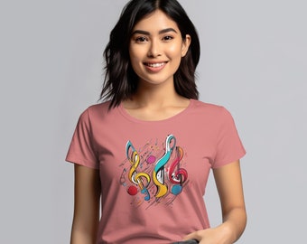 Colorful Music Notes T-Shirt, Abstract Art Musical Tee, Unisex Music Lover Gift, Funky Graphic Tee