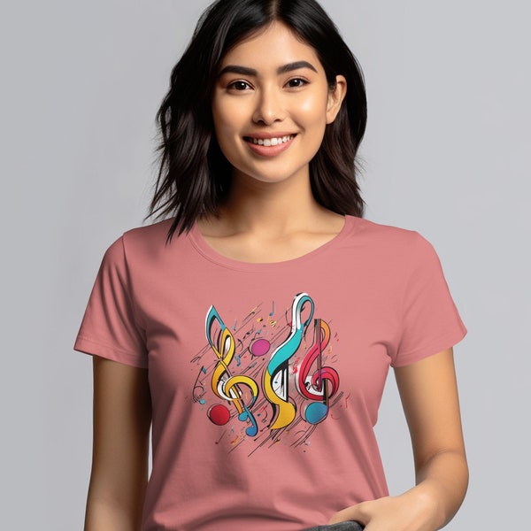 Colorful Music Notes T-Shirt, Abstract Art Musical Tee, Unisex Music Lover Gift, Funky Graphic Tee