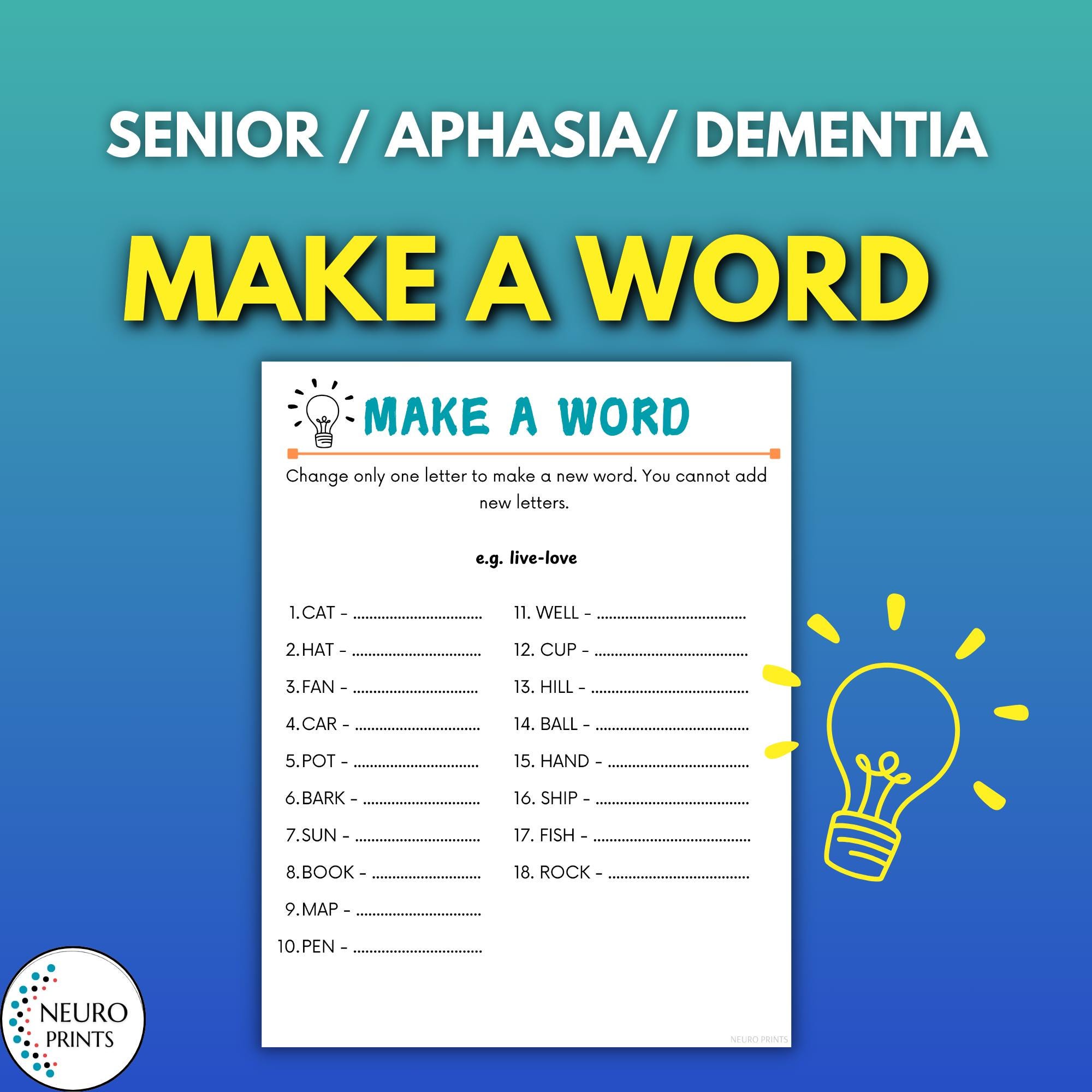 Aphasia Exercise memory Loss Care make - Il Fullxfull.6226823742 R7pq