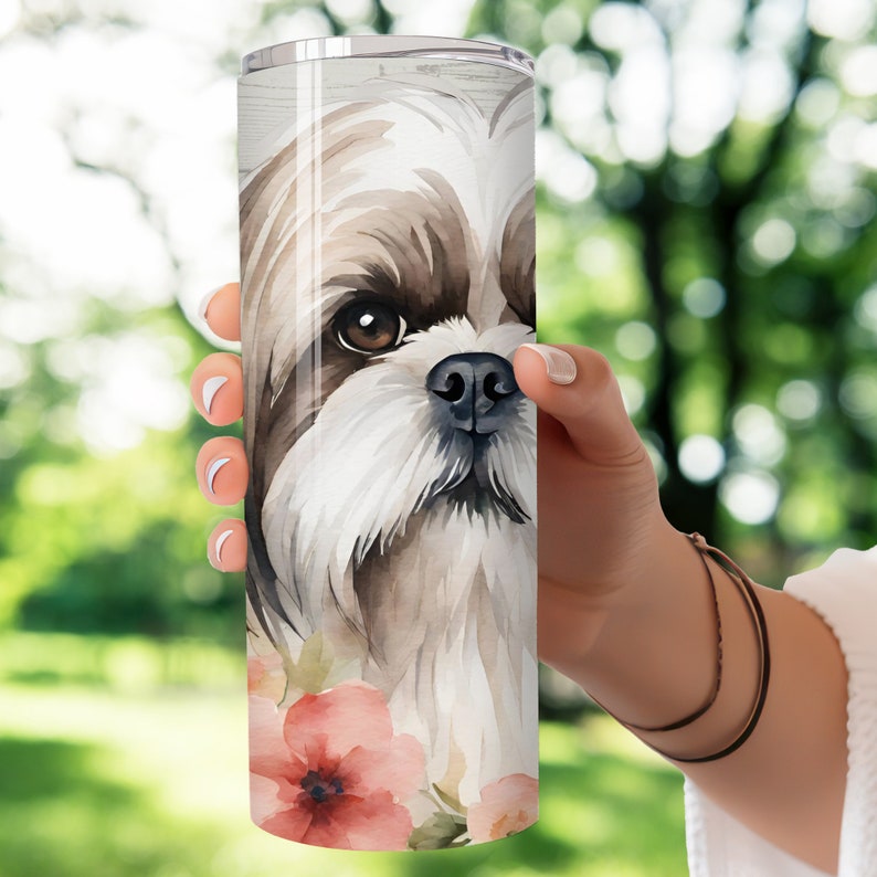 Shih Tzu Dog Seamless Tumbler Wrap PNG & PDF, 20oz Skinny Sublimation ...
