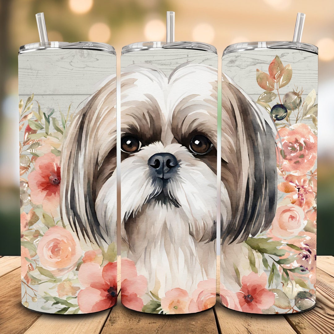Shih Tzu Dog Seamless Tumbler Wrap PNG & PDF, 20oz Skinny Sublimation ...