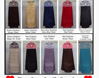 One Oven door towel, Kitchen hanging towel, Dish towel, Bathroom hand towel - Gingham Print