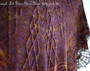 Rapunzel, Let Down Your Hair Knitting Shawl Pattern in PDF