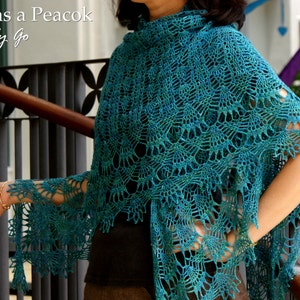 Proud as a Peacock Crocheted Shawl in PDF File