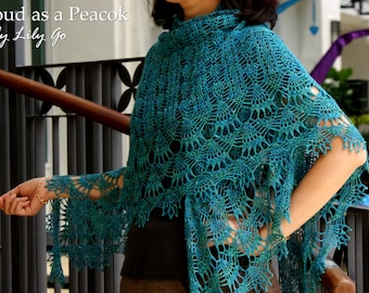 Proud as a Peacock Crocheted Shawl in PDF File