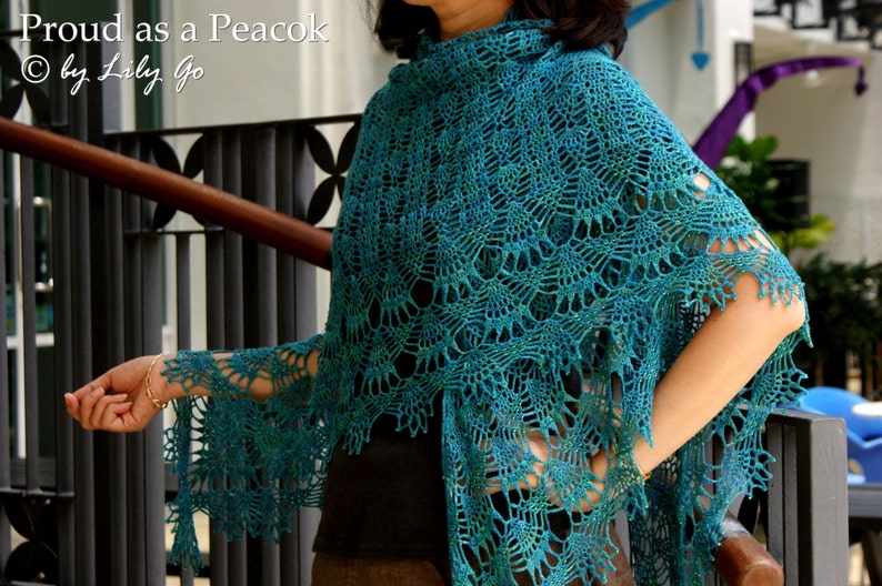 Proud as a Peacock Crocheted Shawl in PDF File image 1