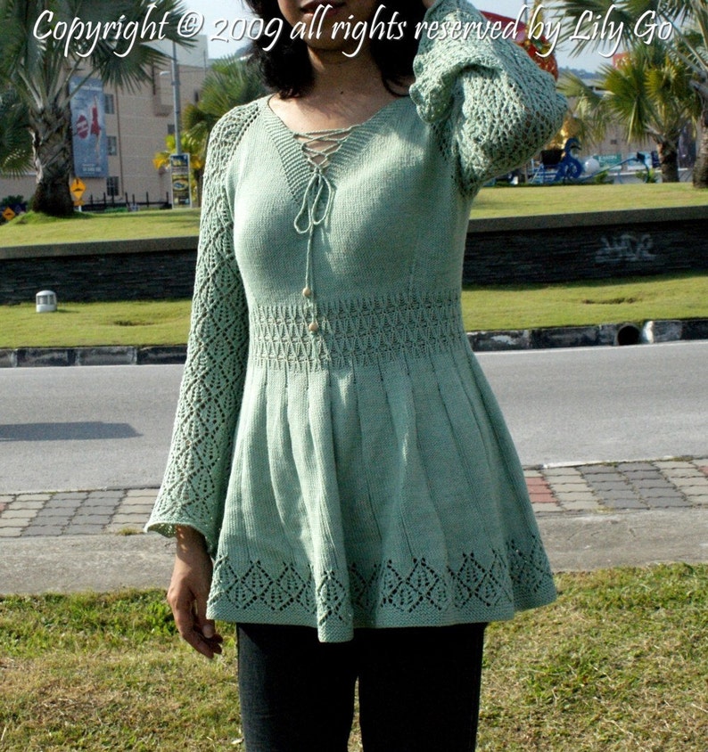 Lace Sleeves Sweater Knitting Pattern in PDF File Etsy
