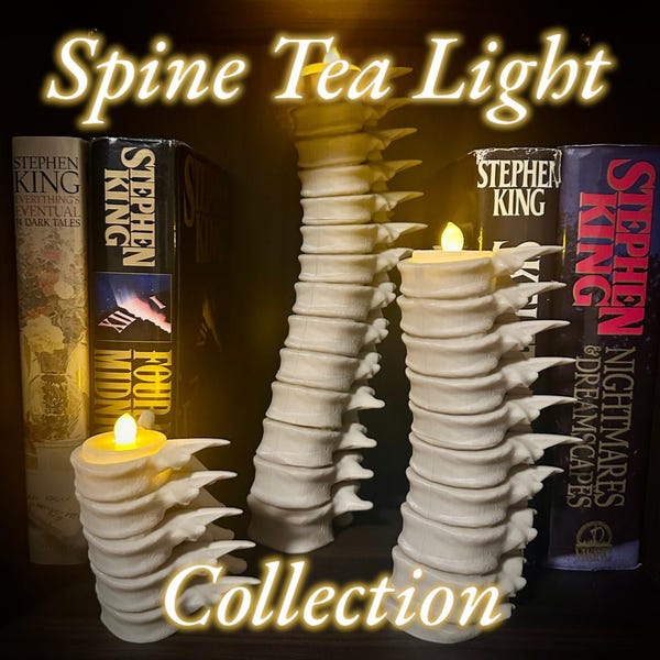 Spine Tea Light Collection (3 Sizes) | Skeleton Tea Light | Halloween Decor | Wedding Decor | Wizard Decor