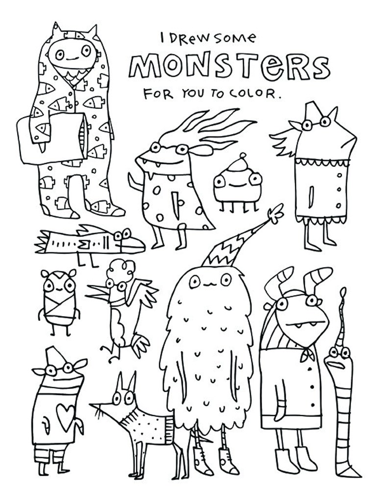 Monster Coloring Book | Etsy