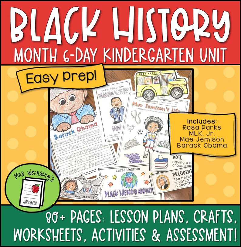 FUN Kindergarten Black History Month Unit! - Etsy