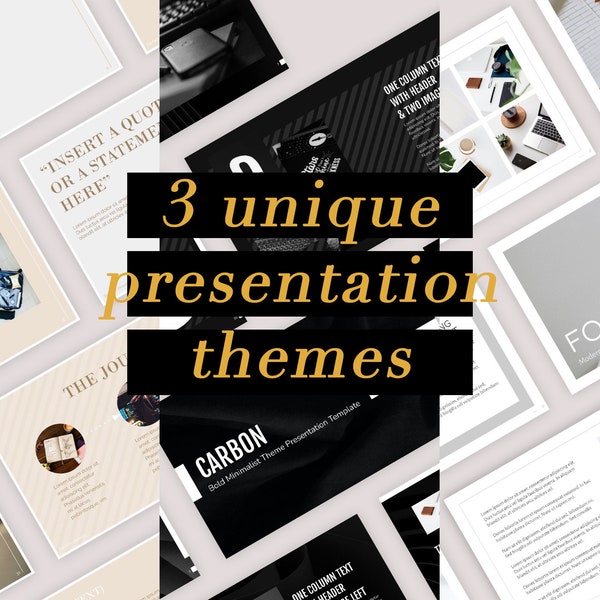 Presentation Bundle x 3 Templates - Carbon, Forma and Filament | 90+ Slides | Google / Canva / Powerpoint | Free 1000+ Icons & Illustrations