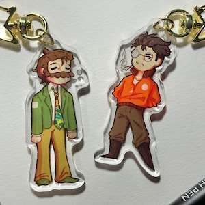 Disco Elysium Keychain | Video Game Charm | Harry DuBois Charm | Kim Kitsuragi Keychain | Kim and Harry Keychains | Cool Video Game Charm