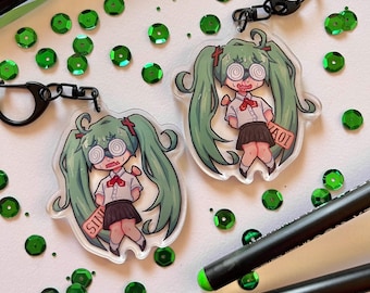 ciondolo confessionale miku da 2,5 pollici a doppia faccia / yaoi hatsune miku