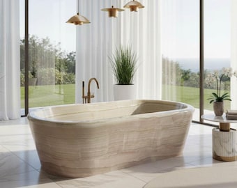 Ovale badkuip van witte onyx - 70,87" (vrijstaand ligbad)