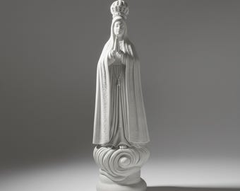 Hand-Carved Fatima White Marble Sculpture