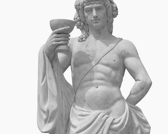 Hand-Carved White Marble Bacchus Statue: Roman God Sculpture