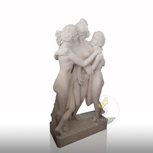 Grandi statue in marmo scolpite a mano raffiguranti le 3 Grazie