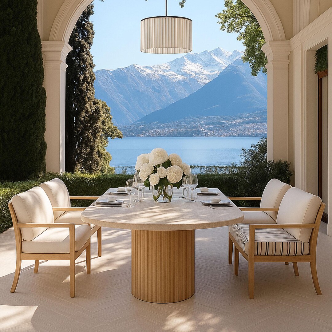 Beige Travertine Dining Table: Farmhouse Modern Design - Etsy