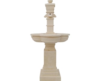 Egyptian Beige Marble Pool Fountain: Modern Spout Pillar
