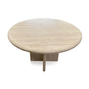 Small Marble Table Round Beige Travertine For Sale