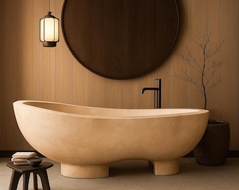 Bañera de travertino única beige en stock
