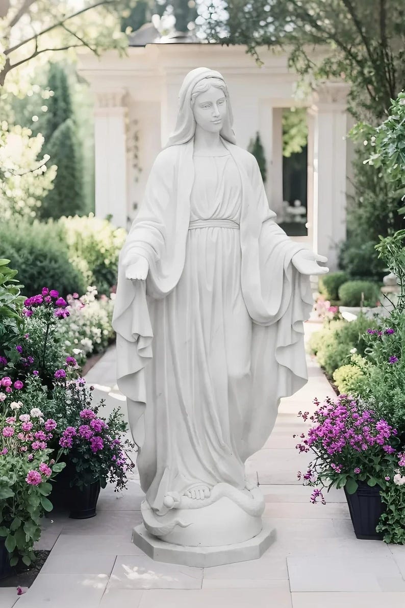 Hand-carved Marble Virgin Mary Statue, Our Lady of Grace - Etsy