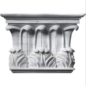 Simplified White Marble Corinthian Capital For Sale