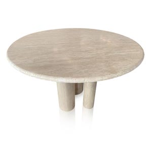 Round Marble Table Beige Travertine For Sale
