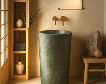 Lavabo de pie de mármol verde (41,7 x 85,4 cm) disponible