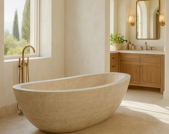 Travertine bathtub Beige Limestone Instock