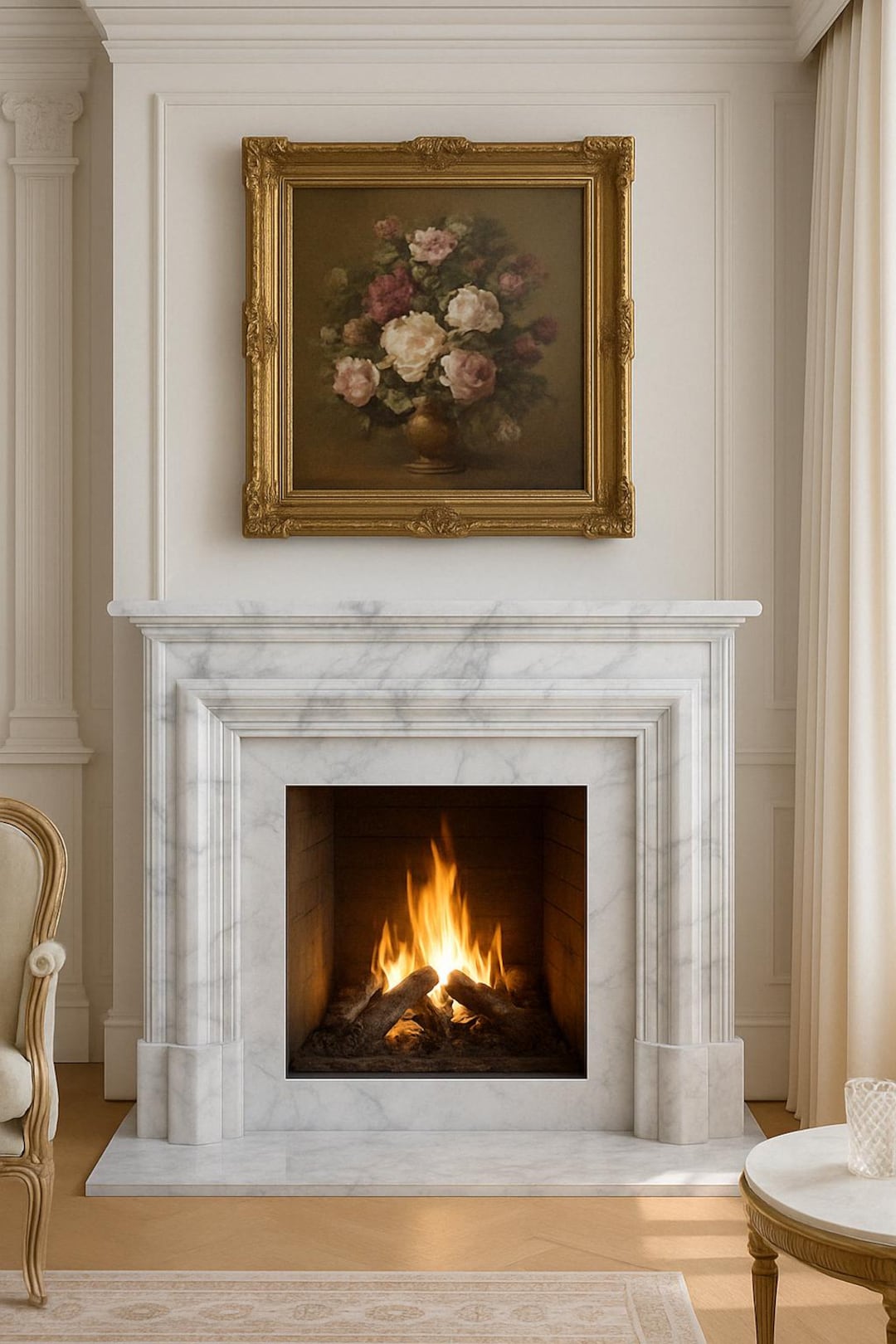 Modern Marble Fireplace Surround With Arch Opening Custom for Fire