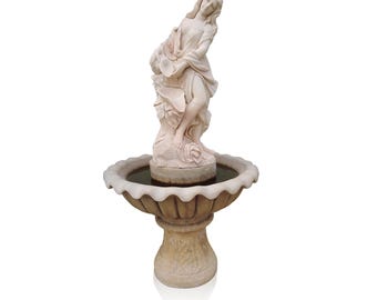 Nymph Pedestal Marble Statuary Fountain 91" Tall