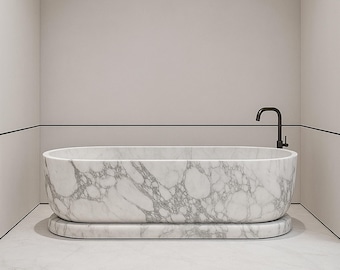 Arabescato Marble Bathtub: Luxury Modern Minimalist Soaking Tub