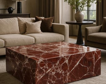 Square RosoLepanto Red Marble Coffee Table