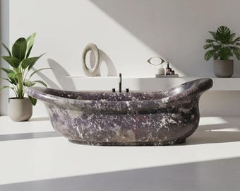 Purple Marble Slipper Bathtub | Freestanding Breccia Viola