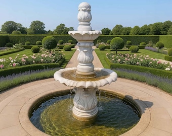 Ornate Pedestal Water Marble Fountain 63" Tall