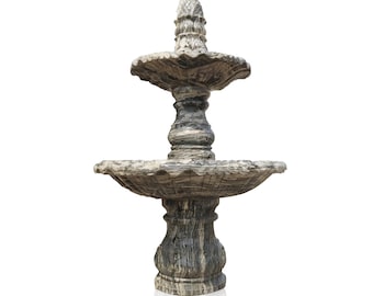 Natural Stone Two-Tier Fountain for Gardens 78.7" Tall