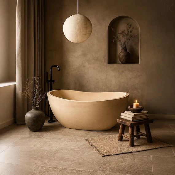 Beige Marmor Badewanne: Ägyptische polierte Steinwanne (70 Zoll)